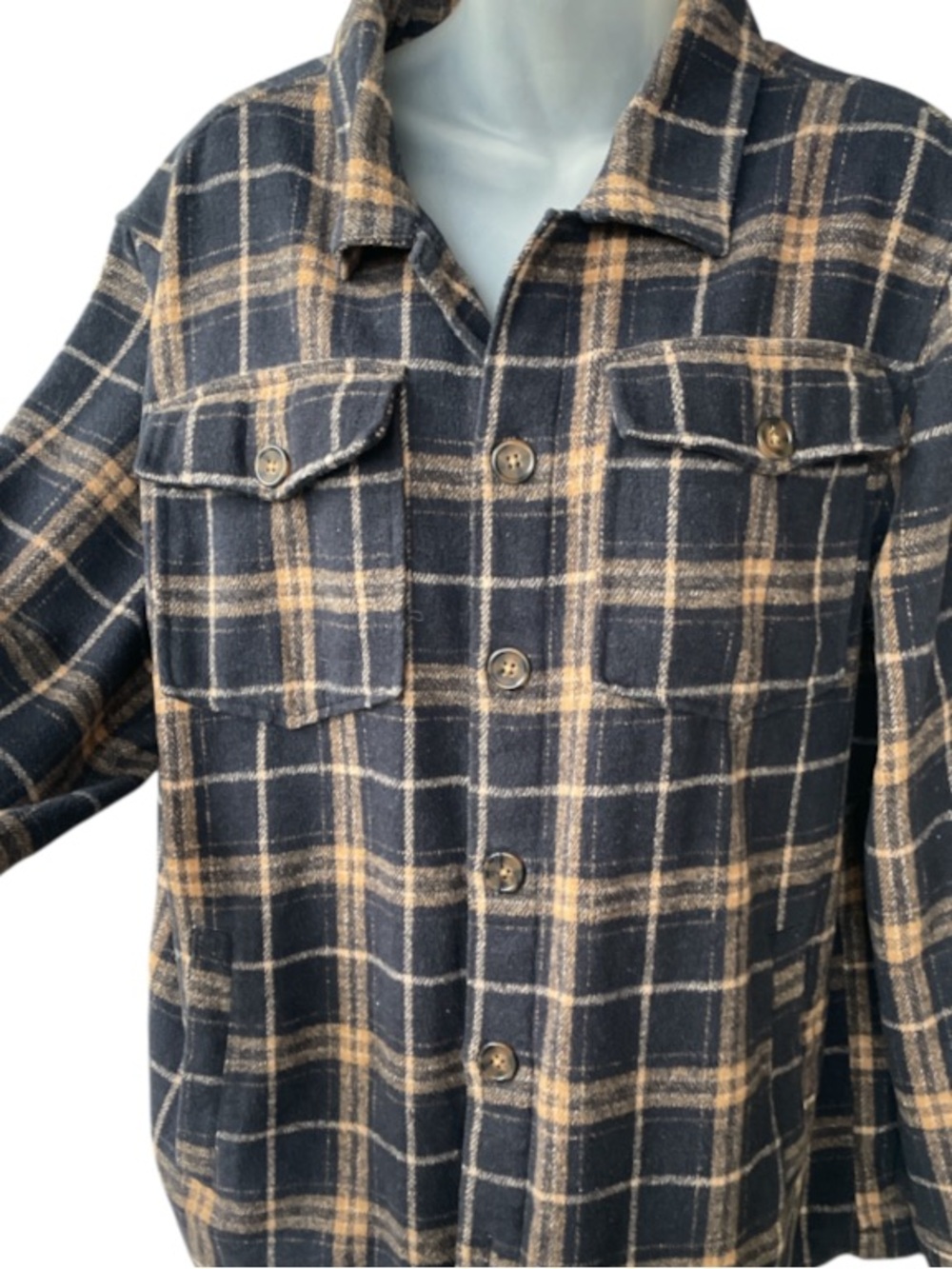 Liverpool button down women’s flannel shacket shirt fall colors